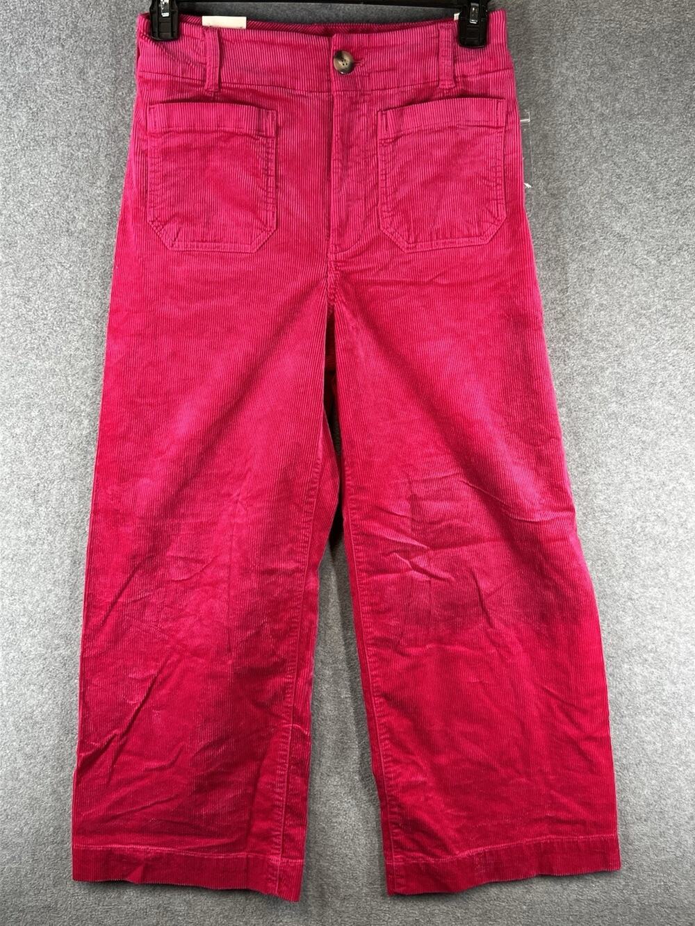 Anthropologie Maeve Colette Size 29 Cropped Corduroy Wide Leg Pants Pink